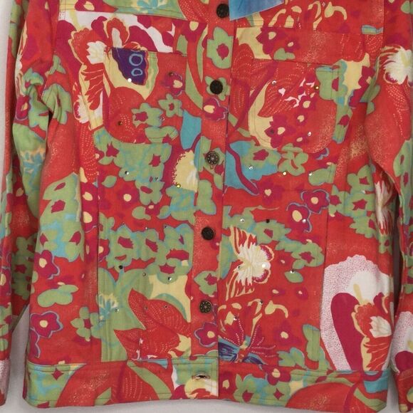 Tropico Women's Denim Jacket Multi Floral Size Medium NWT - Picture 3 of 6